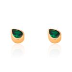 گوشواره طلا میخی مدل لیو با سنگ اشک سبز - Image 2